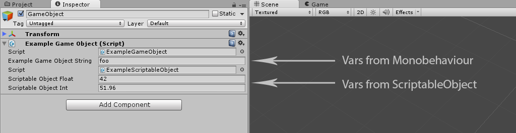 Very nice, isn't it! Monobehaviour Variables and ScriptableObject Variables living side-by-side...